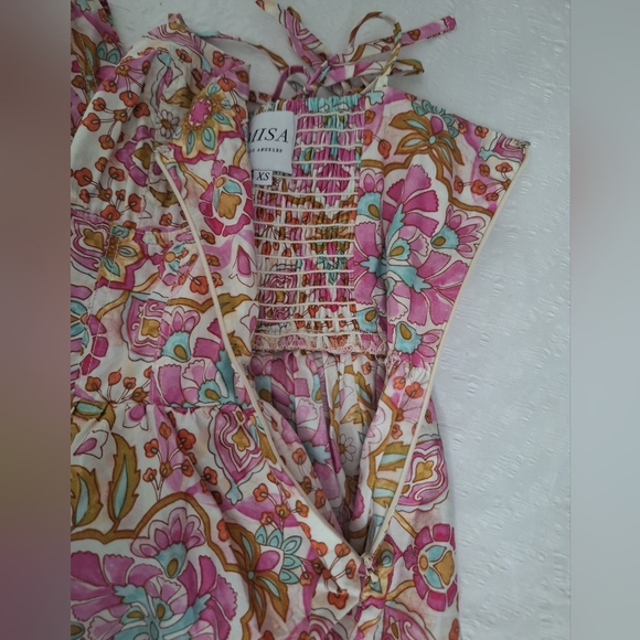 Misa Los Angeles Pink and Green Patterned Maxi Dress - Picture 9 of 11